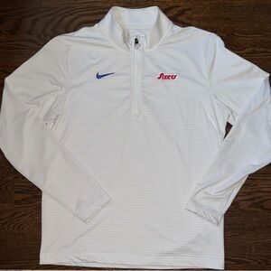 Nike Men's White and Blue Sixers Pullover